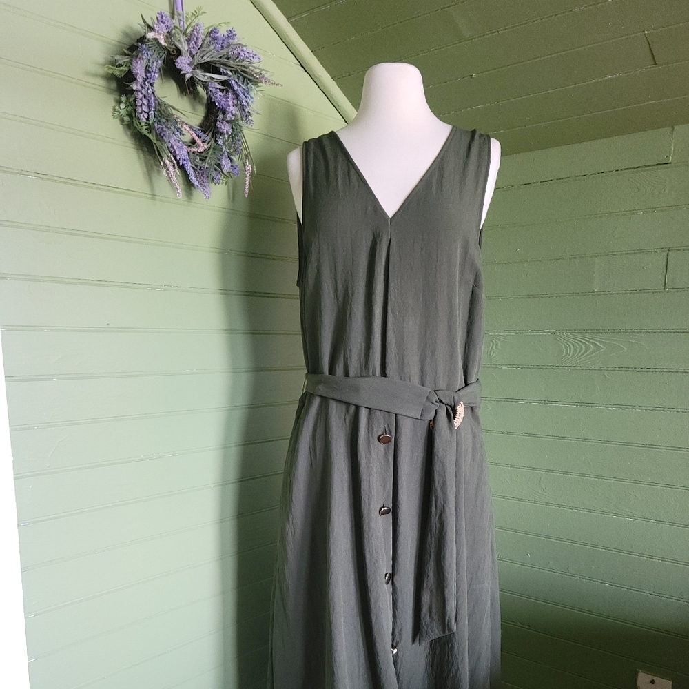 Olive green dress, Size XL